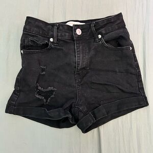 Wax Jean Black Denim Shorts